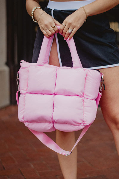 Light Pink Mini Puffer Tote Bag - Katydid.com