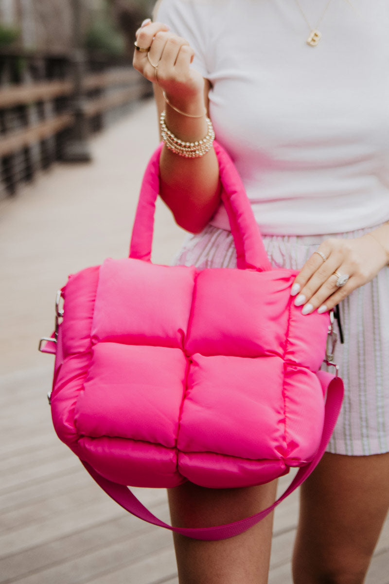 Hot Pink Mini Puffer Bag