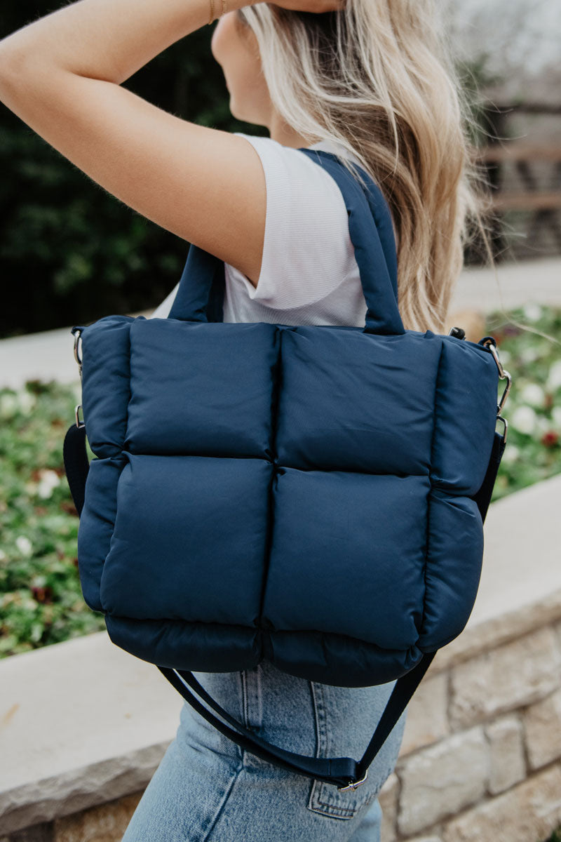 Navy Blue Mini Puffer Totes