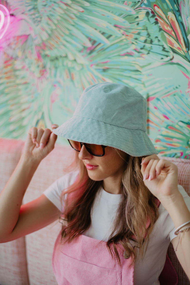 Mint Corduroy Women Bucket Hat