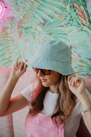 Mint Corduroy Bucket Hat | Katydid display picture 2