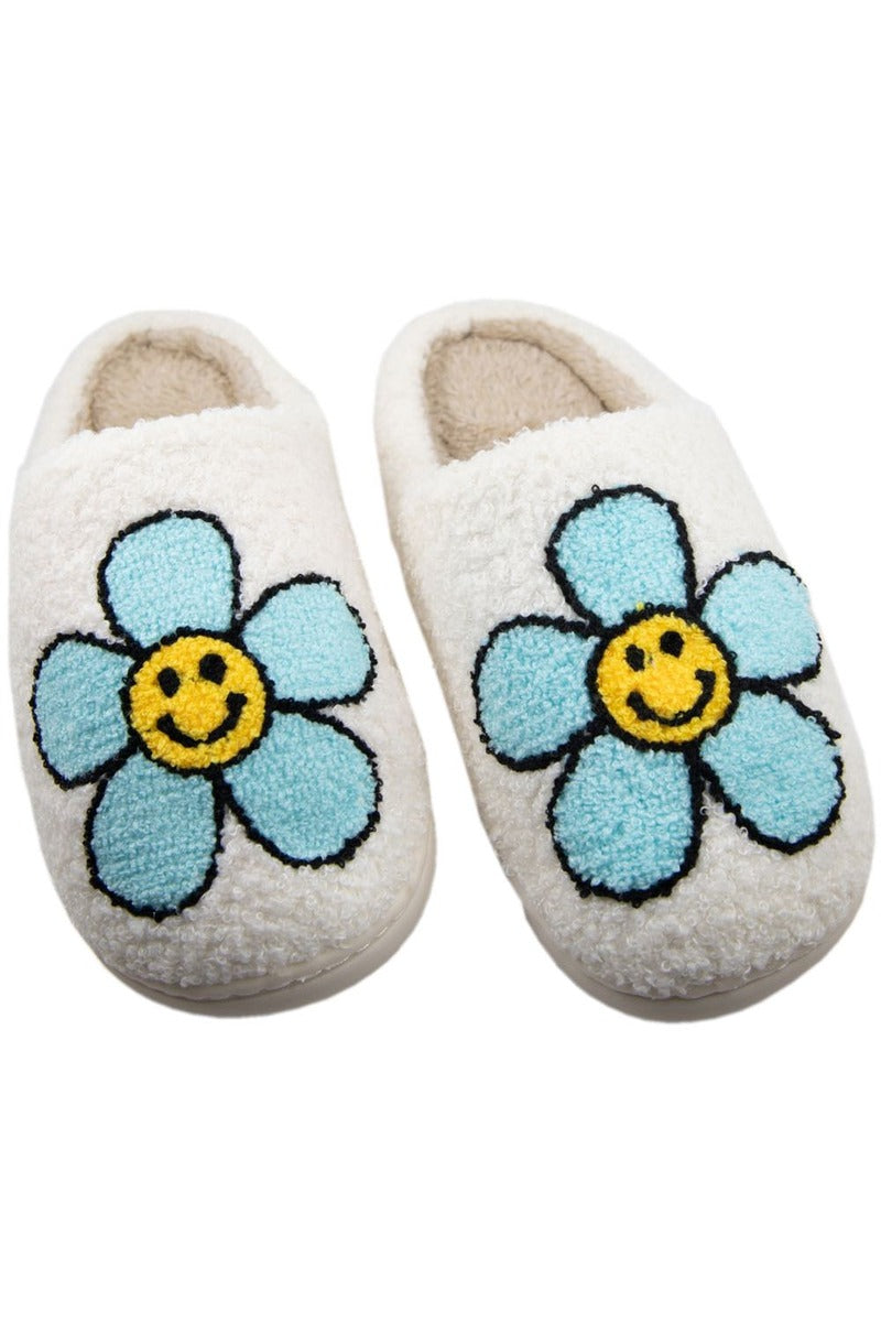 Mint Daisy Happy Face Slippers - Katydid.com