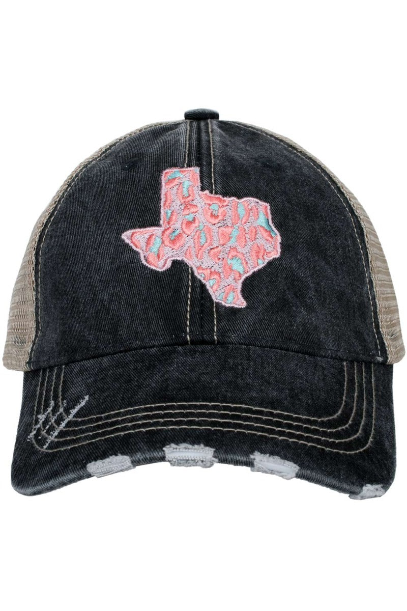Texas Shape PINK Leopard Women's Trucker Hats - Katydid.com
