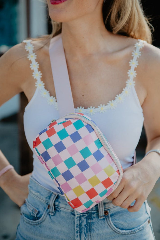 Multicolored Checkered Pattern Fanny Packs for Women