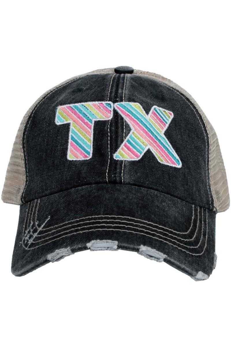 TX Rainbow Striped Women's Trucker Hats - Katydid.com