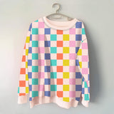 Retro Multicolored Checkered All Over Print Sweatshirt