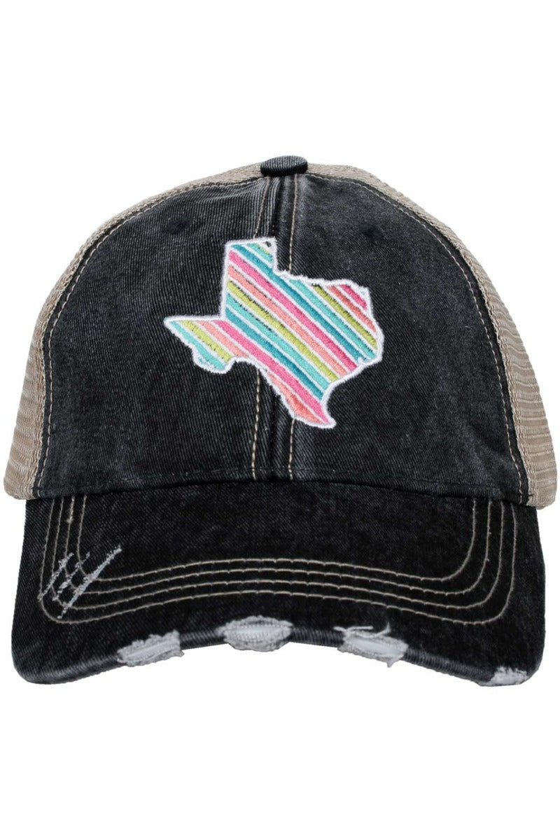 Texas Shape Rainbow Striped Women's Trucker Hats - Katydid.com