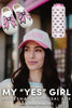 A woman in a white and pink Canned Chips hat is seen by fluffy slippers with pink bows and a pink can. Text: Katydid.com My Yes Girl Bridesmaid Proposal Box was 100, now 65.
