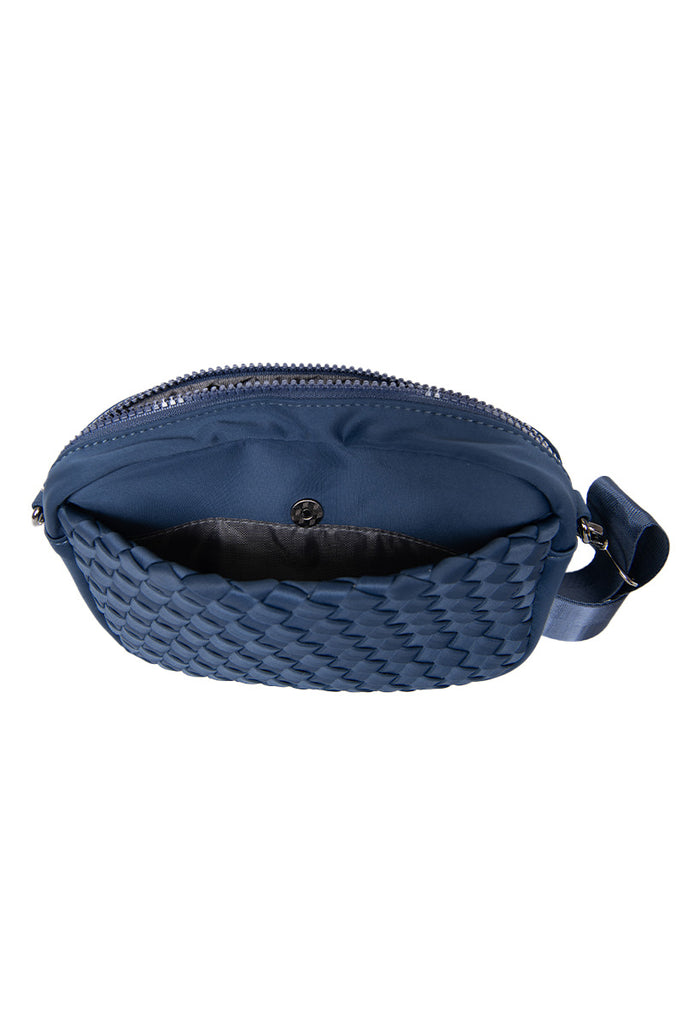 Navy Small Woven Crossbody Bag