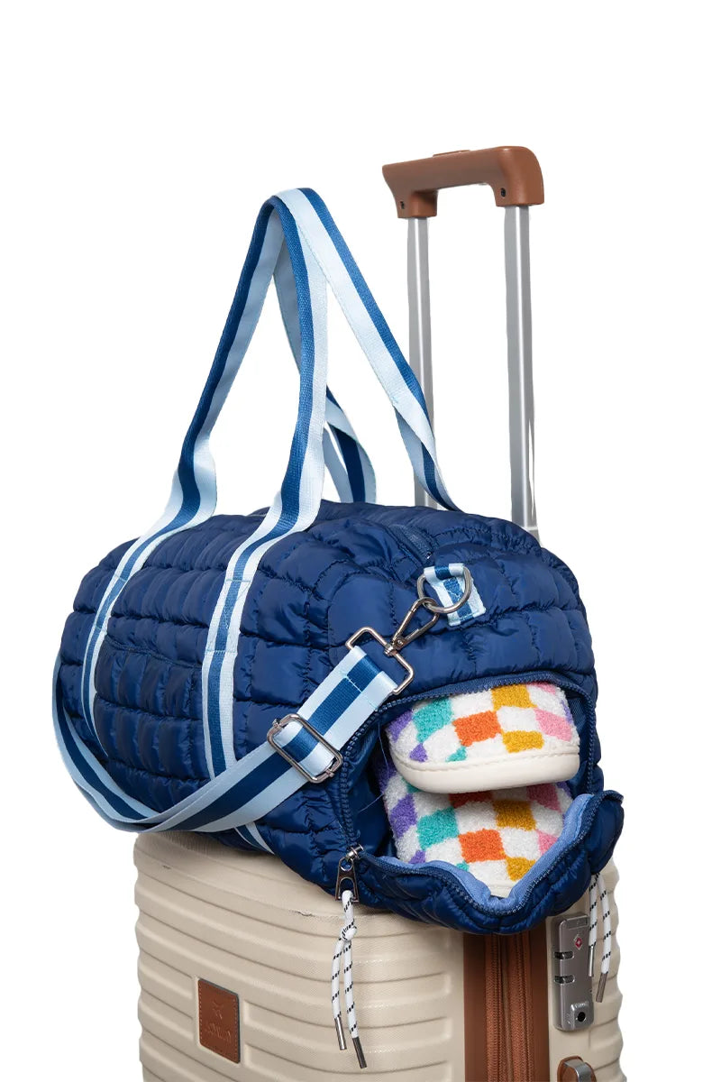 cute travel duffel bag Super children's Large Capacity shoulder for trips and Bagmire on travel bag Navy Quilted Cute Duffel Bag