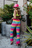 Neon Rainbow Stripes Crochet Pants for Beach