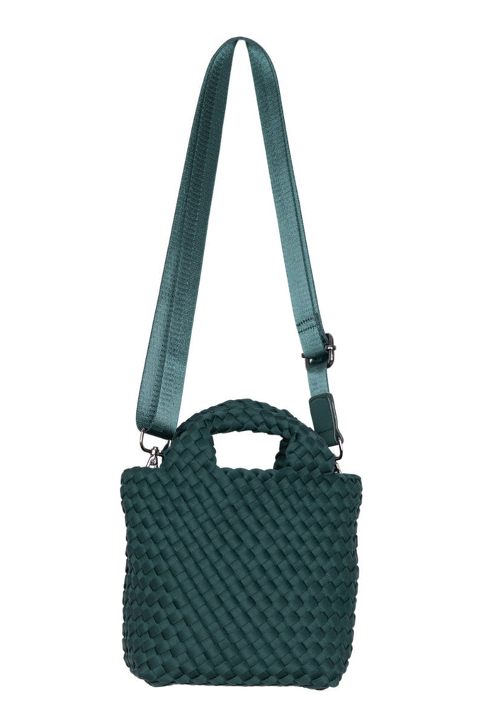 Forest Green Woven Crossbody Bucket Bag
