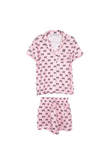 Black & Pink Mini Coquette Bows Loungewear Set