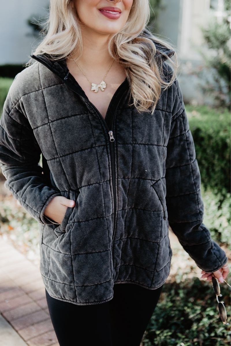 Charcoal Quilted Jacket for Women