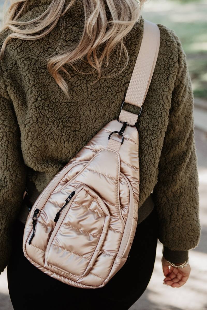 Champagne Metallic Sling Bag