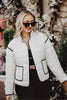White Quilted Trim Jacket for Women
