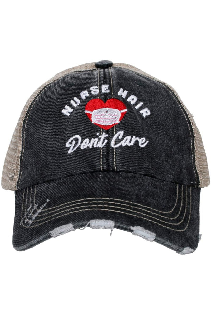 Nurse Hair Don't Care with Mask Women's Trucker Hats - Katydid.com