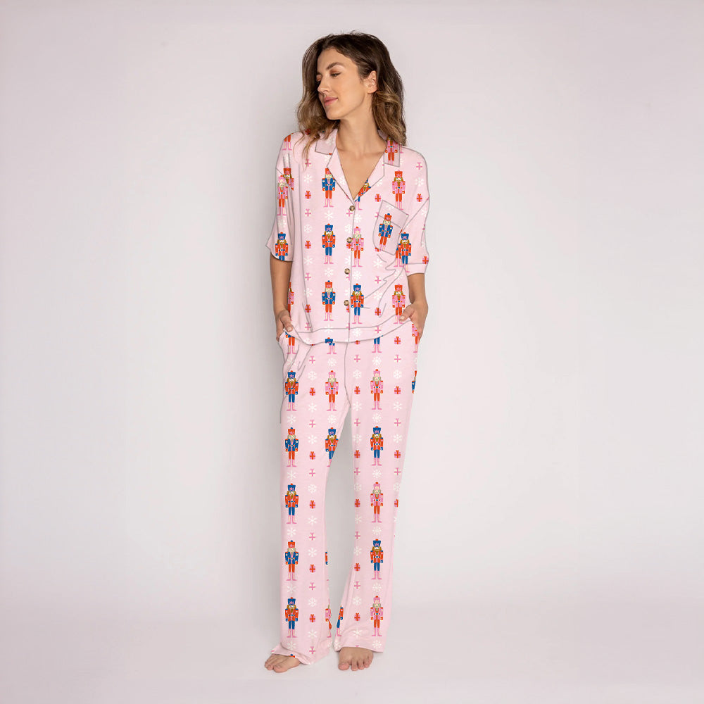 Nutcrackers Christmas Light Pink Lounge Pants Set