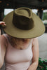 Olive Green Wide Brim Felt Hat for Women