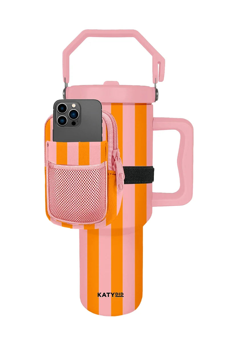 Pink and Orange Striped Tumbler Pouch