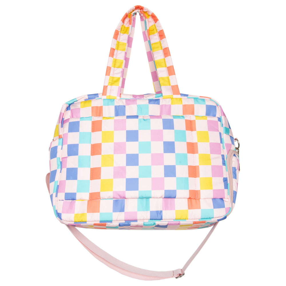 Multicolored Checkerprint Travel Weekender for Women