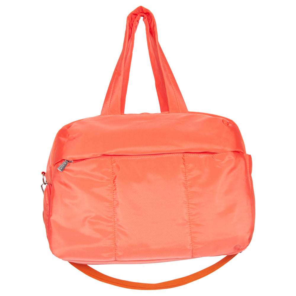 Coral Puffer Duffle Bag w/ Pass-Thru Slip