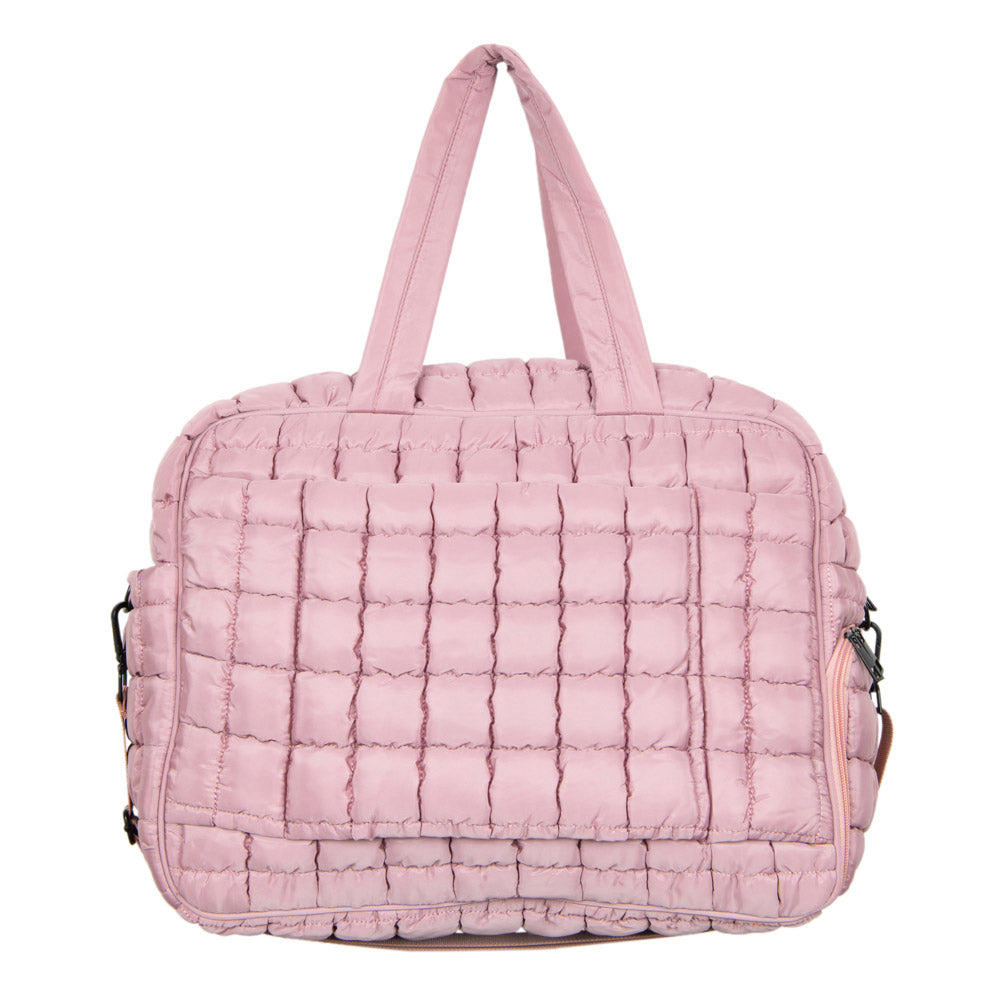 Mauve Quilted Weekend Duffel Bag w/ Pass-Thru Slip