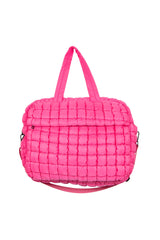 Hot Pink Quilted Duffel Weekender Bag w/ Pass-Thru Slip