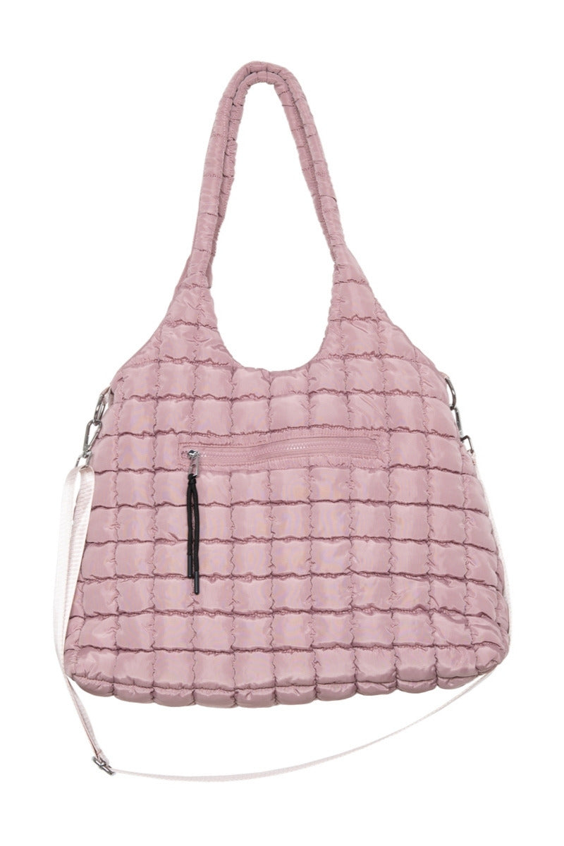 Mauve Rectangular Quilted Puffer Bag