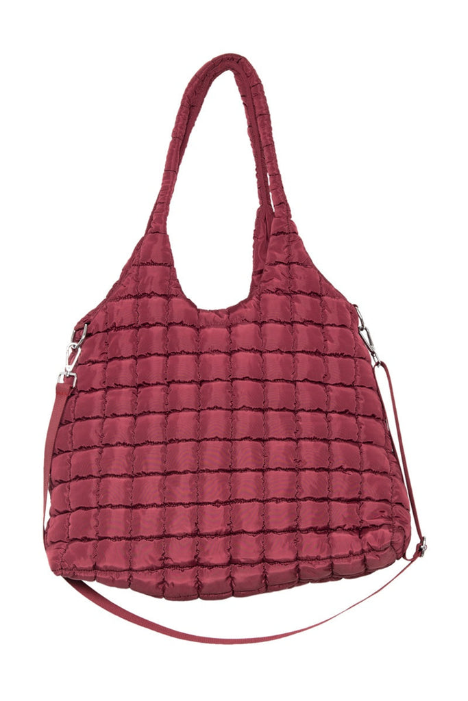 Wine Rectangular Quilted Puffer Tote