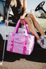 Red Happy Face Pink Oversized Foldable Totes