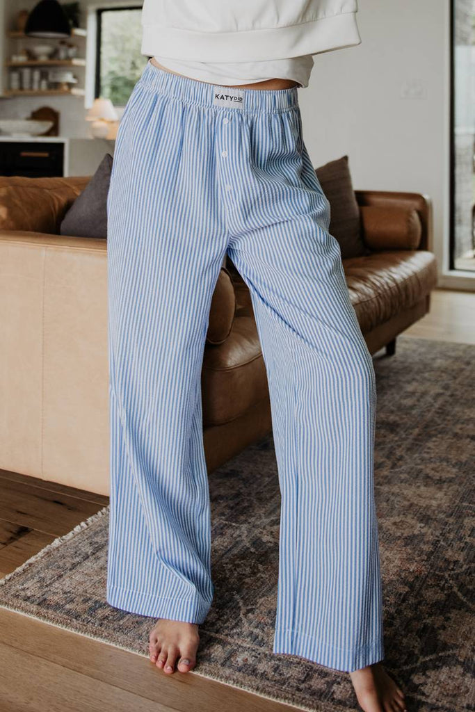 Blue Striped Women's Boxer Pants