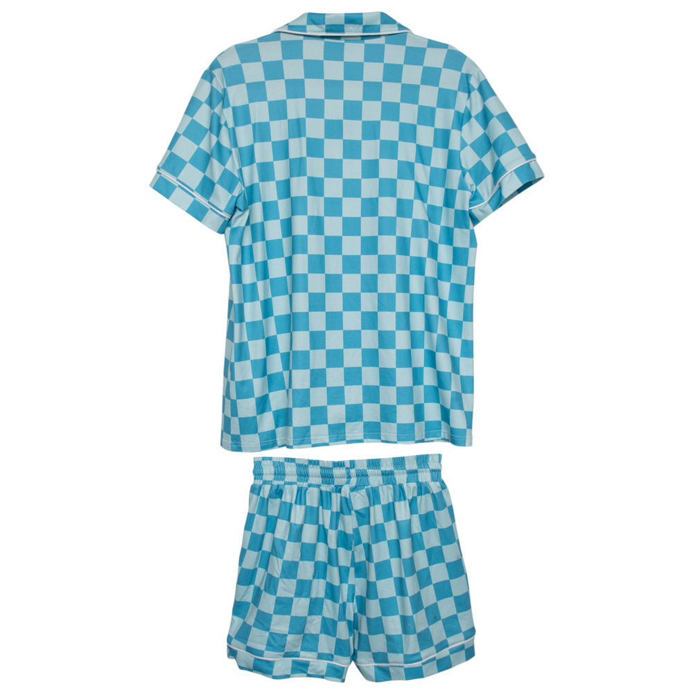 Teal Checker Pajamas Set