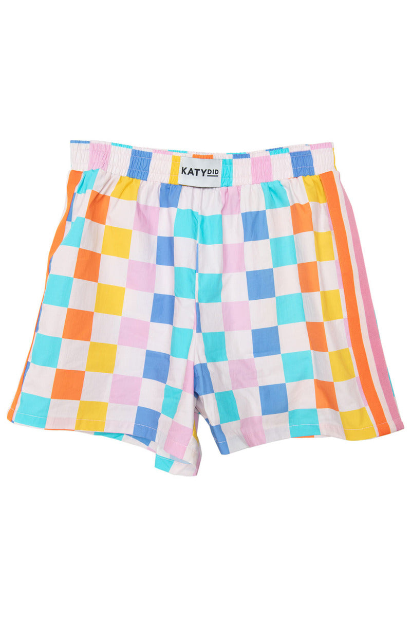 Multicolored Checker Boxer Shorts Women