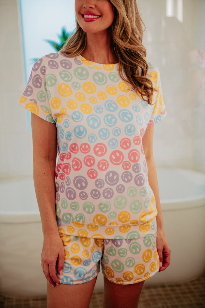 Pastel Happy Face Loungewear Set