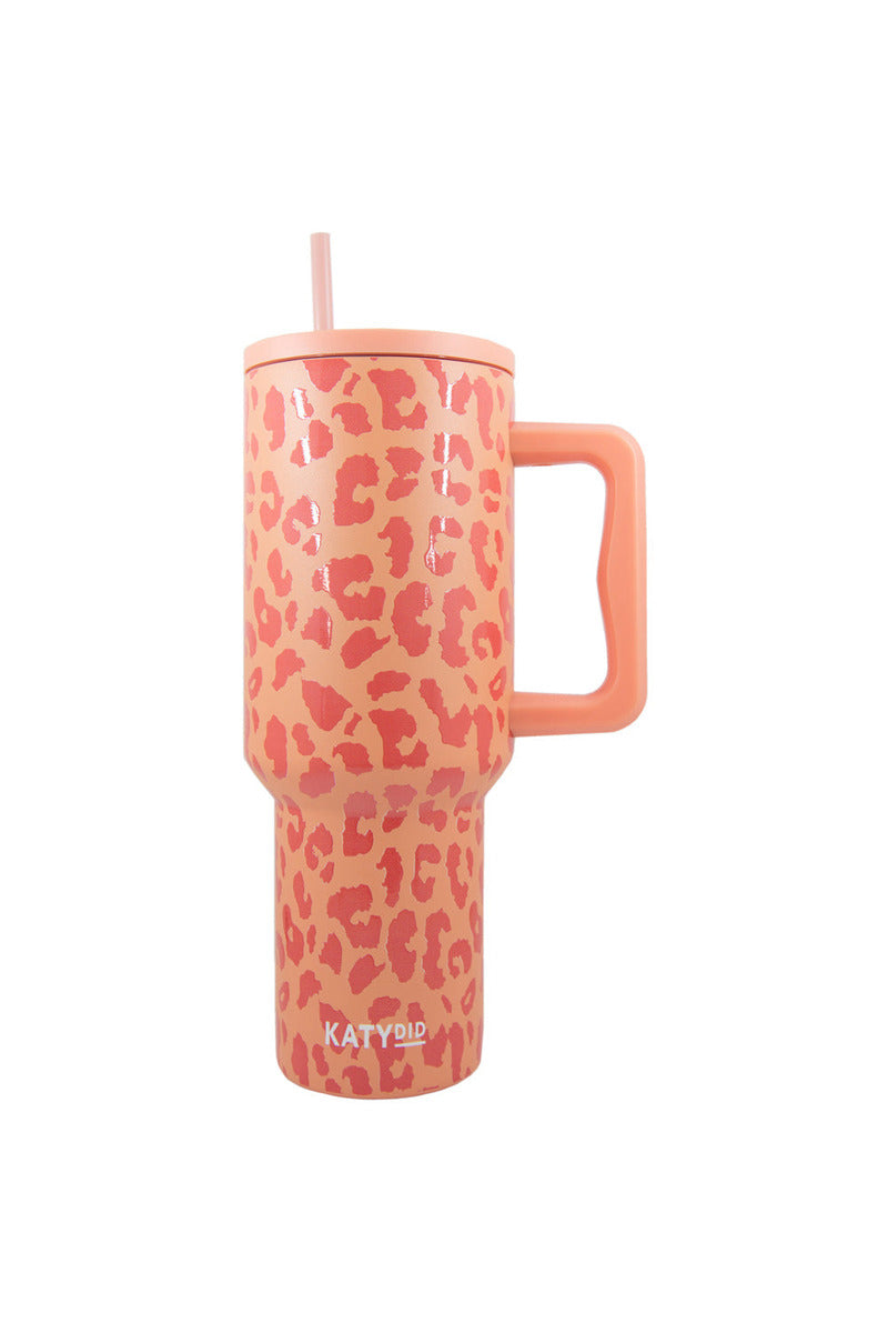 Orange Leopard 38 Oz Coffee Tumbler