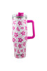 Pink Flower w/ Groovy Checkered Tumbler w/ Handle