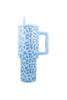 Light Blue Leopard 38 Oz Stainless Steel Tumbler