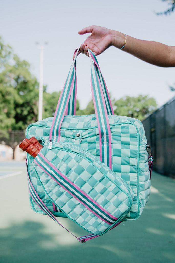 Teal Checkerprint Pickleball Bag