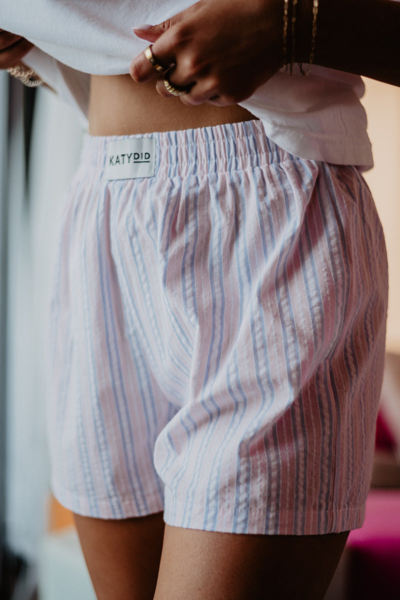 Light Pink and Blue Striped Boxers