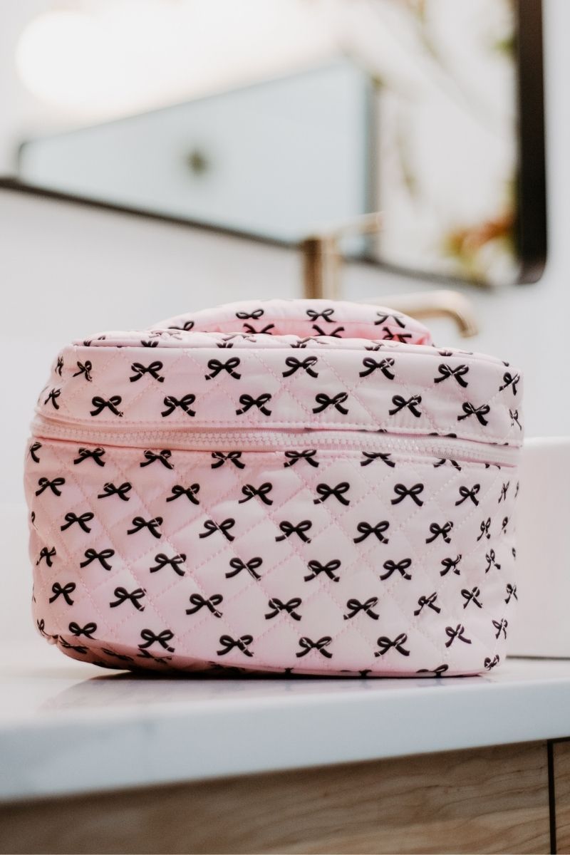Mini Black Bows Travel Cosmetic Bag
