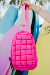 Hot Pink Quilted Sling Bag for Women