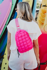 Hot Pink Quilted Sling Bag for Women