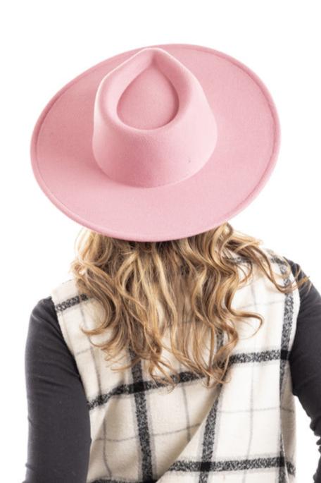 Light Pink Wide Brim Felt Hat for Women