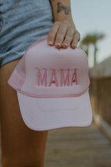 MAMA (Pink and White) Foam Snapback Hat