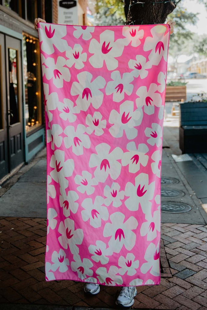 Abstract Flowers Microfiber Reversible Quick Dry Towel