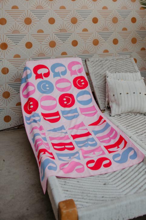 Happy Good Vibes Reversible Quick Dry Towel