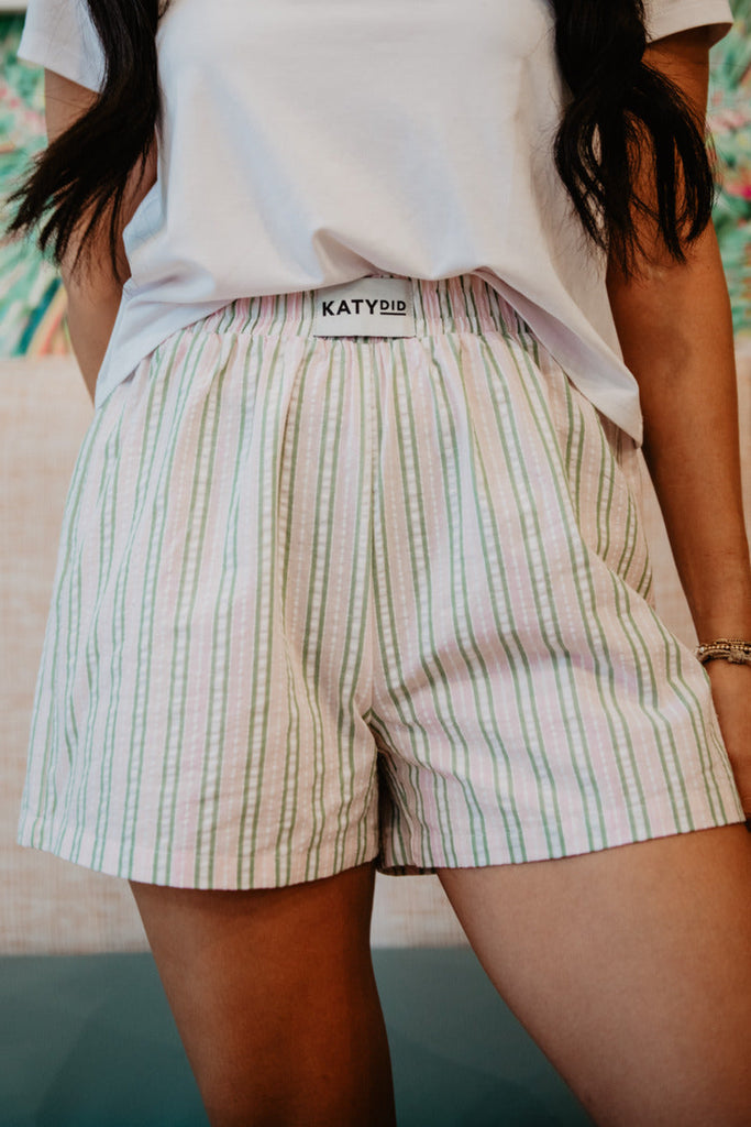 Light Pink and Green Striped Boxers