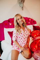 Light and Hot Pink Hearts Design Pajama Set