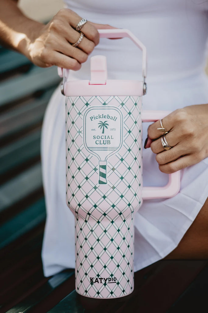 Pickleball Social Club 38 Oz Tumbler with Lid Handle